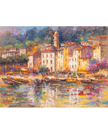 luigi florio cuadro mural paisaje porto fino italia Cuadros Horizontales
