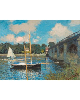 monet cuadro impresionista paisaje con puente y barco 2