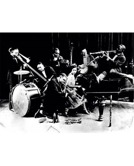 Fotografia clasica blanco y negro banda de jazz 1920s Home