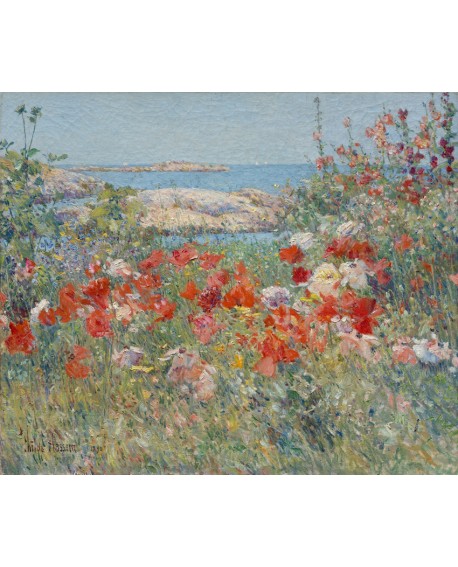 childe hassam paisaje del jardin de las amapolas impresionista Home