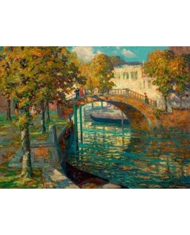 ossip leonovitch linde cuadro impresionista vista del canal Home