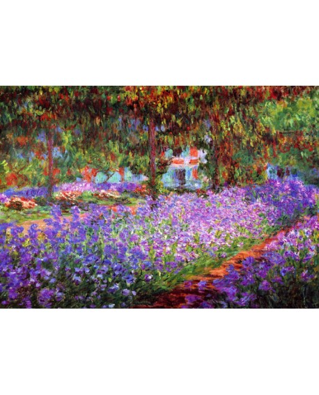 Monet : jardin rosa en primavera. Cuadro mural impresionista. Home