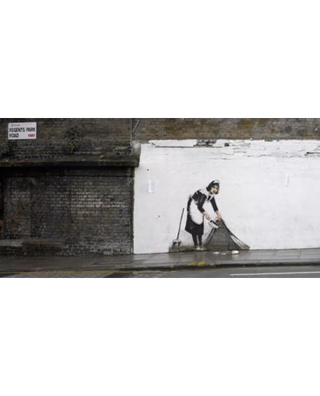 Banksy arte graffiti urbano panoramico barriendo casa Cuadros Horizontales
