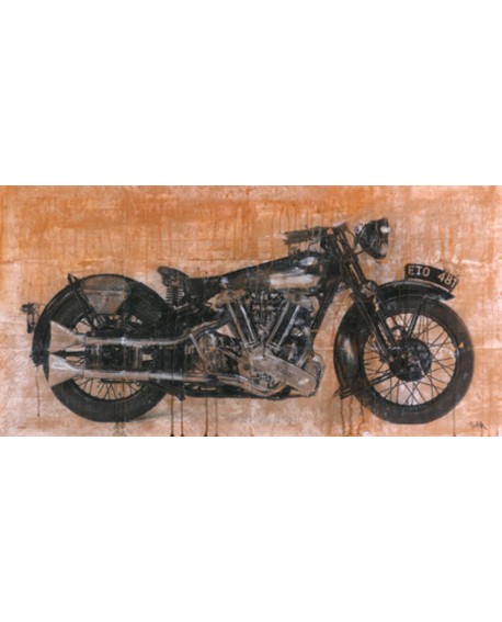 dario moschetta cuadro abstracto moto clasica antigua Cuadros Horizontales