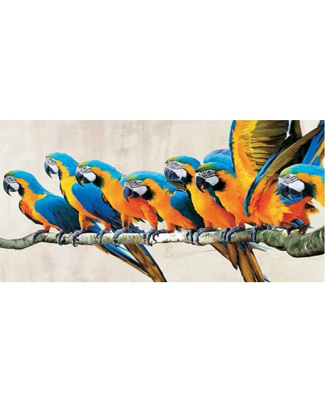 teo rizzardi cuadro PANDILLA DE LOROS MURAL PANORAMICO Cuadros Horizontales