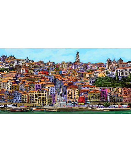 jose alcala cuadro mural panoramico de ciudad oporto Cuadros Horizontales