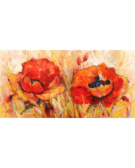 luigi florio cuadro cabecero flores amapolas abstractas Cuadros Horizontales