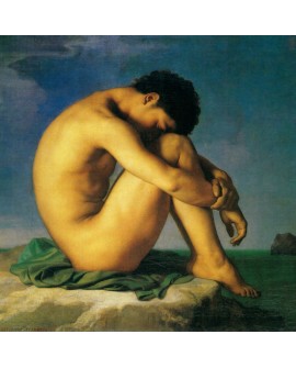 Fandrin Desnudo frente al mar hombre desnudo clasico cuadro reproduccion